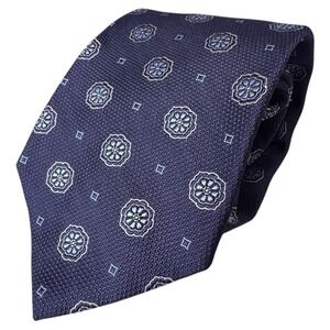 Brooks Brothers‎ Necktie Mens Blue Floral Medallion Silk Business Career